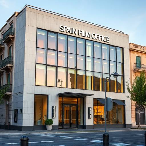 Fachada del edificio de oficinas de Espa&ntilde;a de Pel&iacute;cula en Madrid