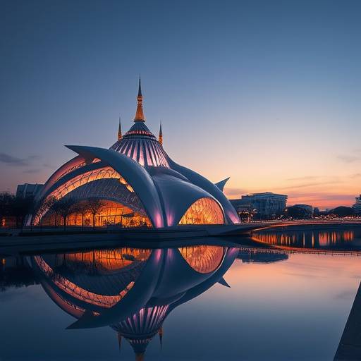 Vista futurista de la Ciudad de las Artes y las Ciencias en Valencia.